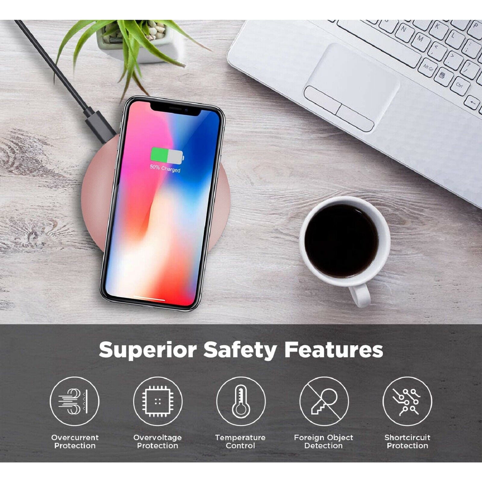 15W Wireless Charger Compatible With iPhone 16e/17e - Fast Pink Charging Pad Slim Quick Charge