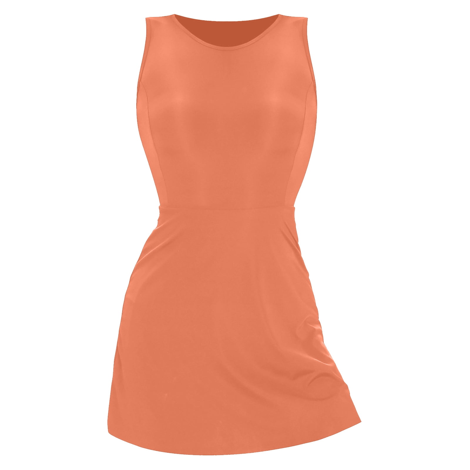 Miluxas Tennis Dress for Women Workout Dress with Shorts Athletic Dress for Exercise Golf Dresses Orange 6(M)