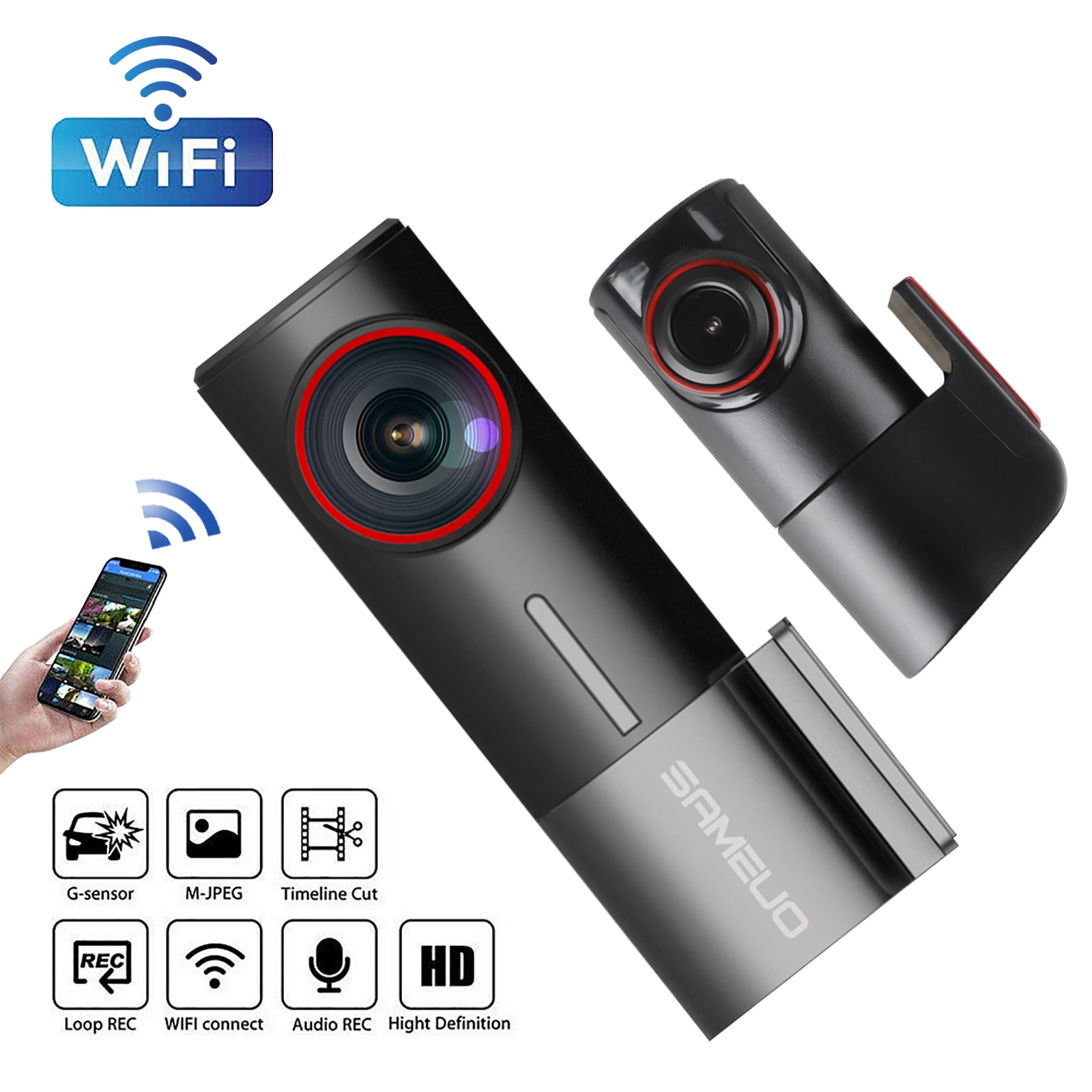 scosche hd dvr front & rear facing lens suction cup dash camera