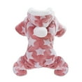 thumbnail image 2 of Walbest Dog Pajamas Dog Coral Fleece Dog Sweater Hoodie Star Pattern Winter Warm Puppy Clothes Plush Cute Pet Jumpsuit Cat Onesie Outfit Apparel Coat (Pink, L), 2 of 7
