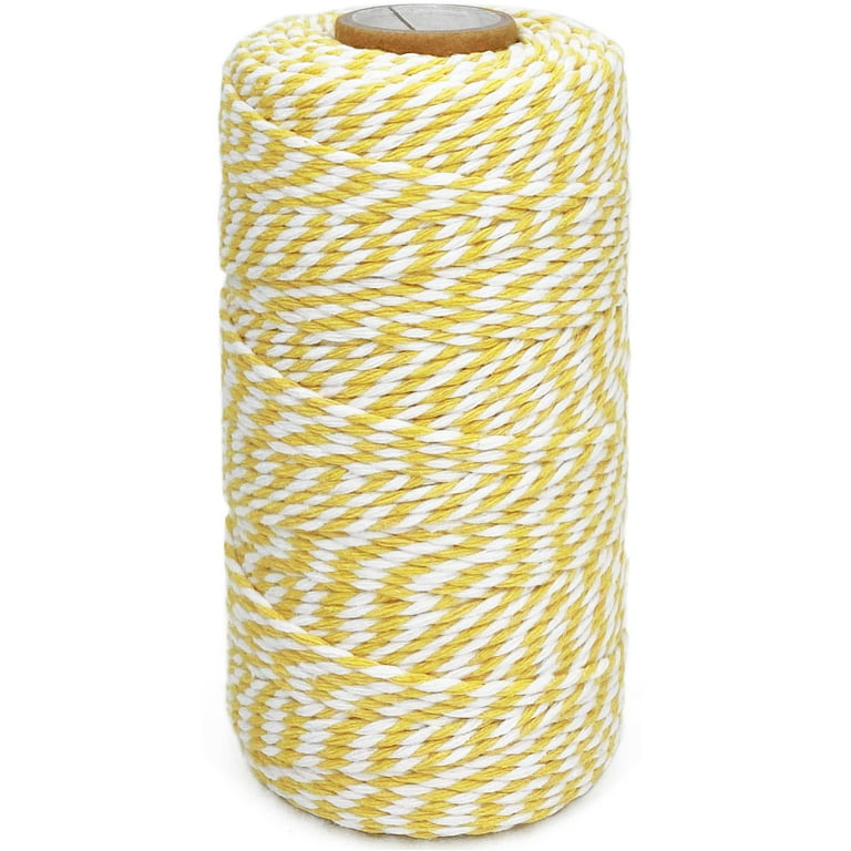 Cotton Twine Yellow and White Baker String 2mm Thick 328 Feet Christmas  Twine for Gift Wrapping DIY Crafts Home Decoration Gardening