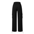 thumbnail image 4 of Gibobby Pantalones tipo cargo para mujer petite casual Pantalones Cargo de cintura elástica a la moda para mujer, pantalones Cargo(Negro,M), 4 of 5