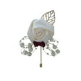thumbnail image 2 of BAETEUY Fake Flower Faux Pearl Boutonniere Wedding Ceremony Bride Groom Corsage Brooch, 2 of 5