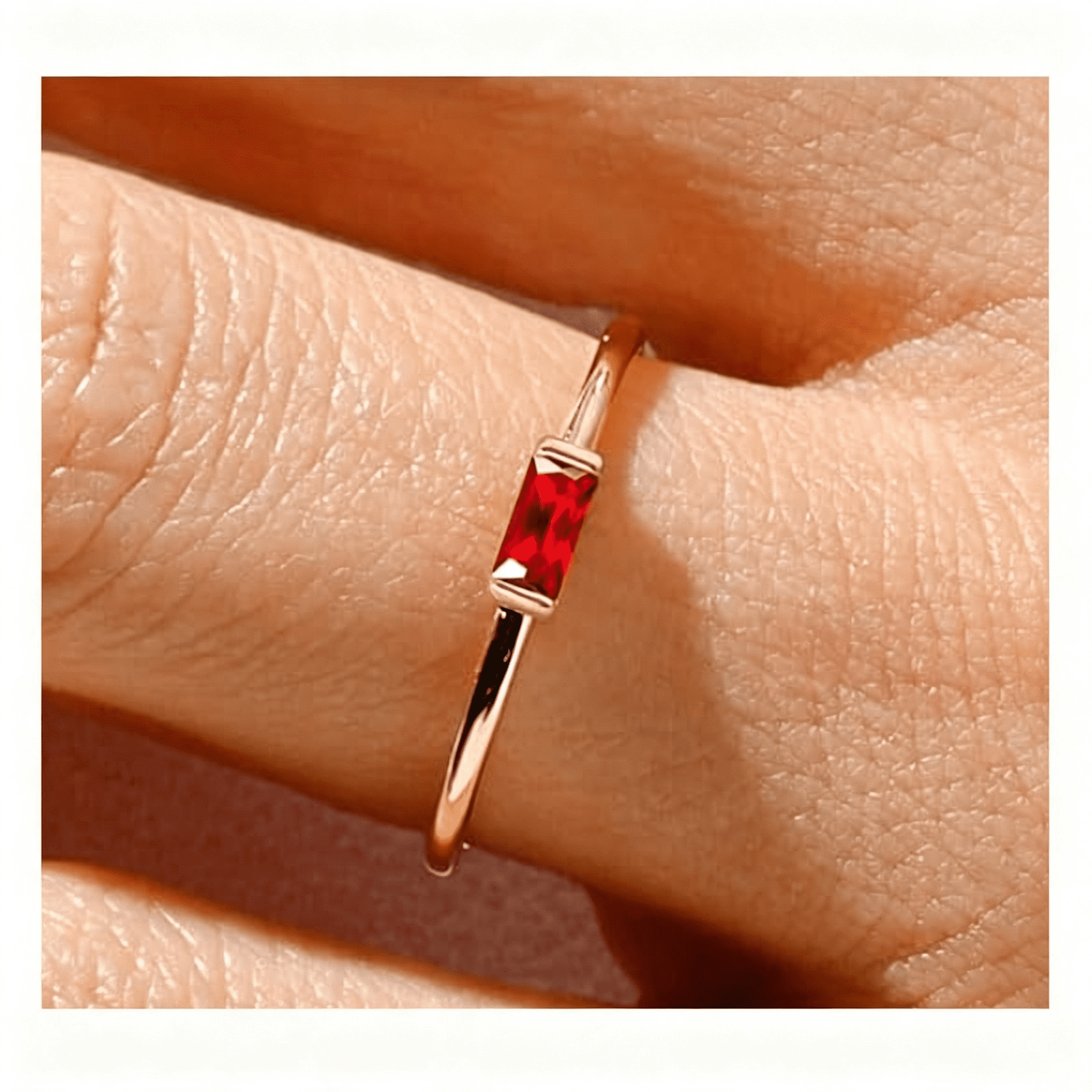 DESIGNICE Birthstone Gold Rings for Women Non Tarnish Gold Stackable Ring | Dainty 14K Gold/Silver Plated Baguette Cz Gemstone Pinky Ring Personalized Jewelry Gift for Birthday Size 4-10