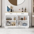 thumbnail image 5 of 48 Inch Farmhouse Style Buffet Cabinet with 2 Drawers and 4 Doors - Rustic Storage Sideboard Organizer for Dining Room Kitchen Living Room Entryway and Hallway Space Saving Durable Design in White, 5 of 9