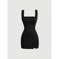thumbnail image 5 of Dark Wash Square Neck Denim Bodycon Mini Dress, 5 of 16