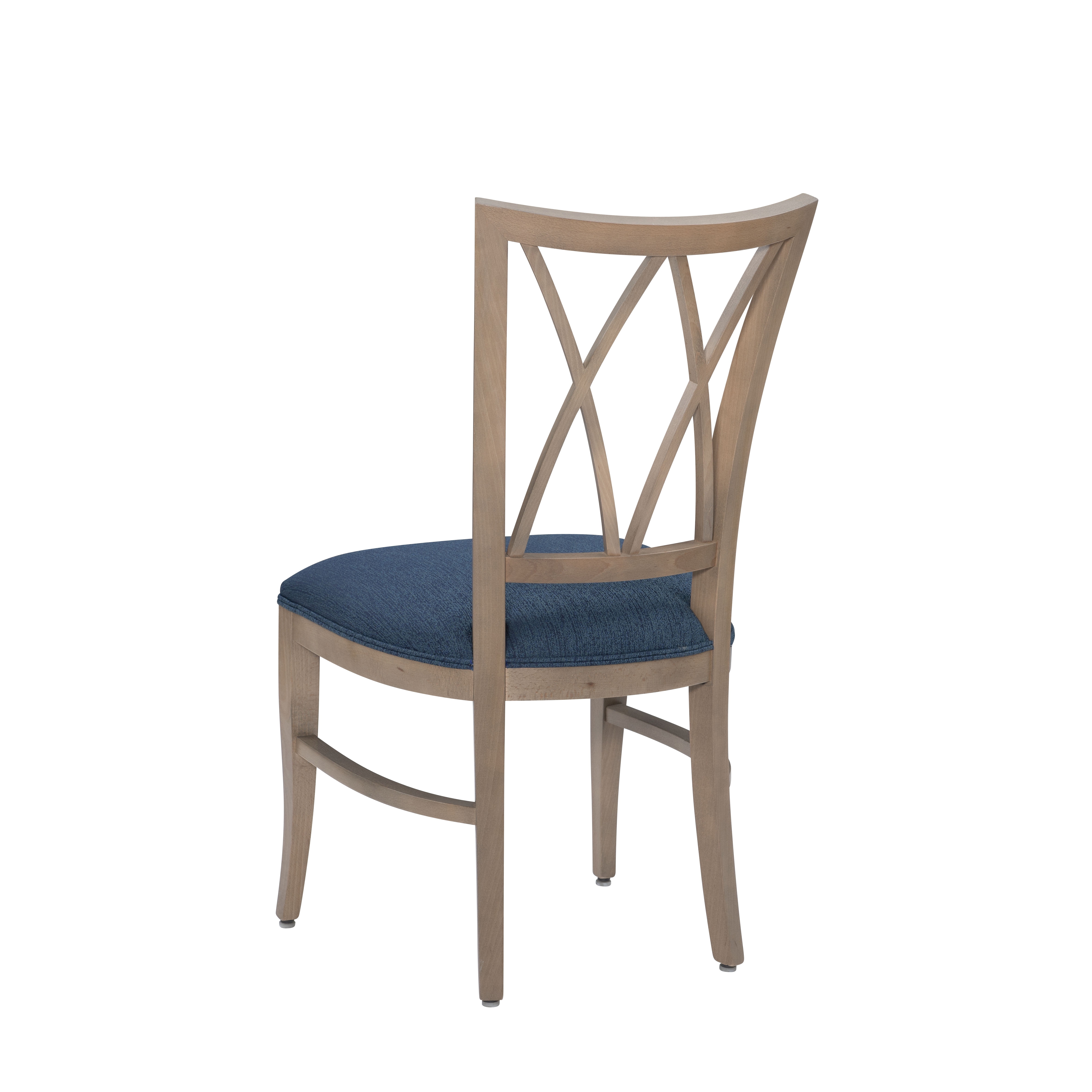 Linon Tanlsey Upholstered Dining Chair, Set of 2, Natural with Blue Fabric