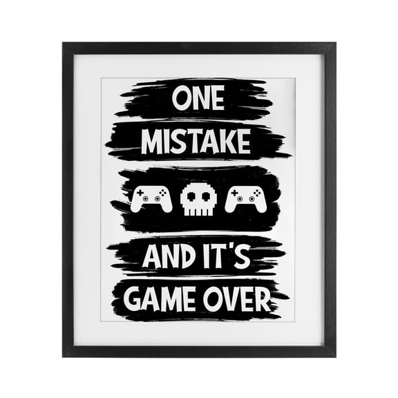 Stupell Industries Contemporary One Mistake It's Game Over Black Framed Print Under Glass, 13 x 16, by Marcus Prime