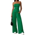 thumbnail image 4 of PRETTYGARDEN Summer Sets Women 2 Piece Outfits Asymmetrical Tube Tops and Pants Beach Vacation Airport Matching Lounge Set, 4 of 8