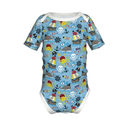 

Adobk Pirate Marine Animals Print Baby Climbing Clothes Jumpsuit Rompers Classic Rompers Child Short sleeve Bodysuits-2 Years