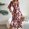 thumbnail image 7 of PuLe Long Sleeve Dress for Women Fall Floral Vacation Dresses for Women 2024 Trendy V-Neck Ruched Long Sleeve Dress Casual Fashion Boho Dresses for Summer, 7 of 7