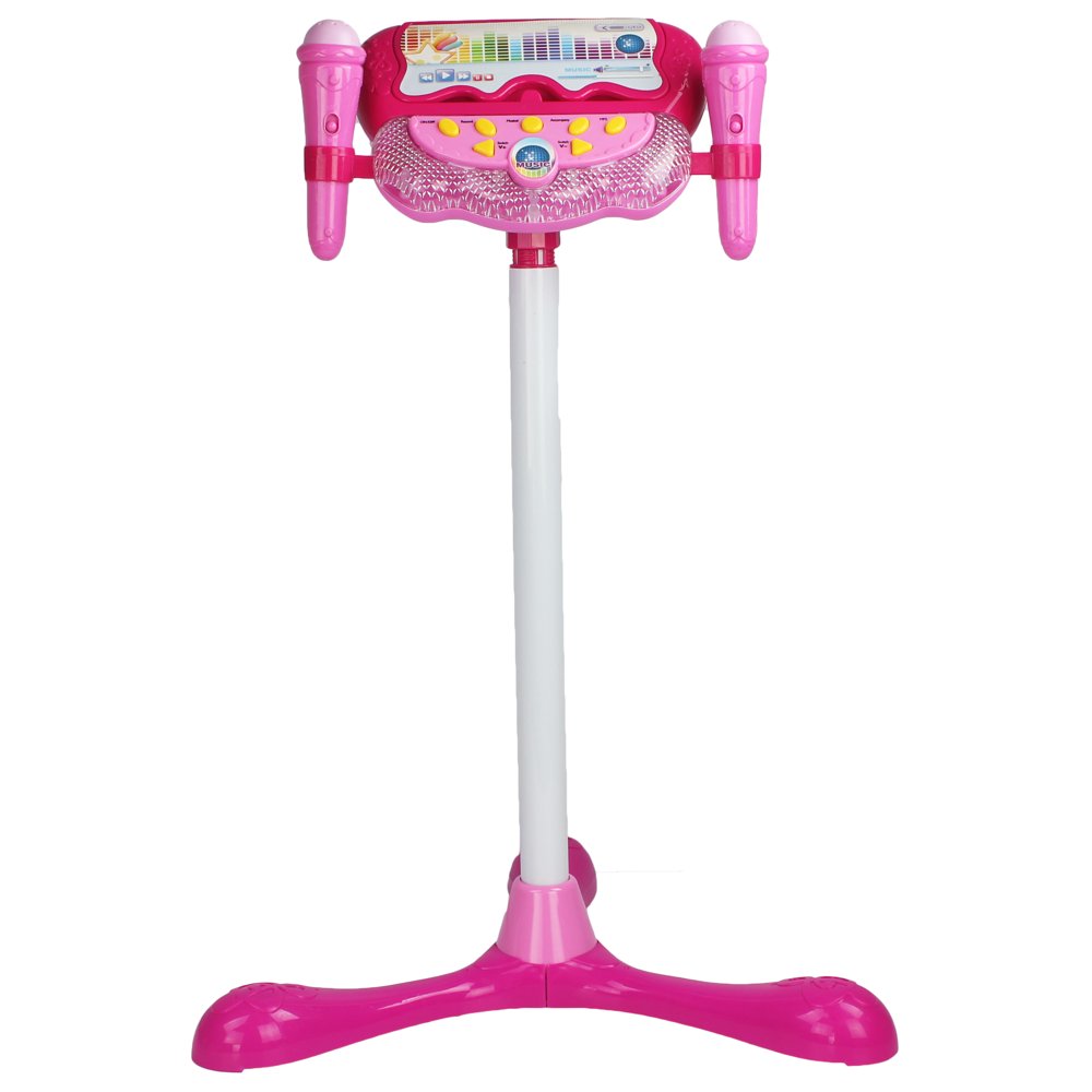 Pink Battery Operated Light Up Interactive Karaoke with Double Working