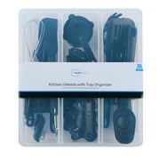 Mainstays 36 Piece Kitchen Gadget Set with Kitchen Cooking Utensils, and Drawer Organizer, Black