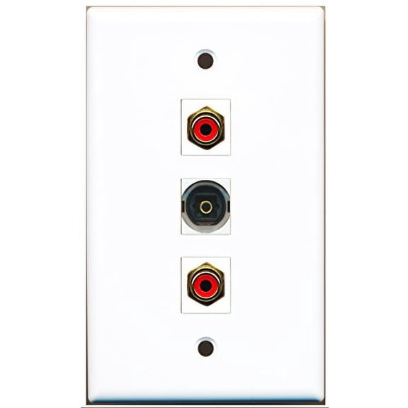 RiteAV - 2 Port RCA Red and 1 Port Toslink Wall Plate