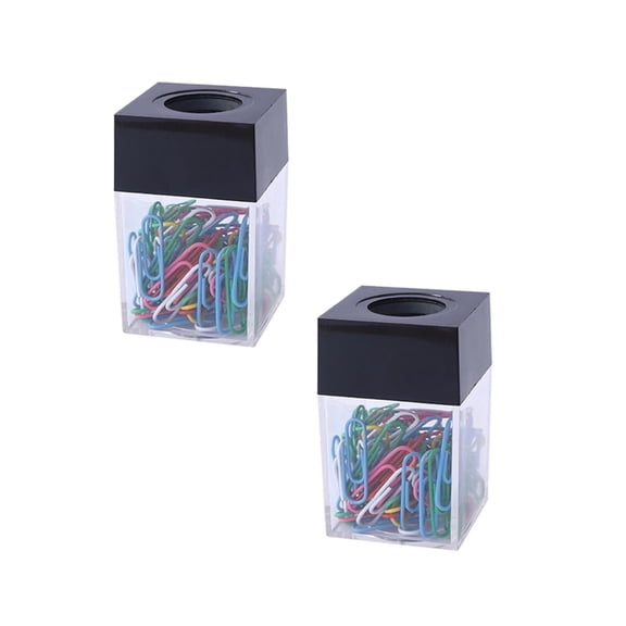 2Pcs Paperclip Holders For Desk Paper Clip Storage For Desk Adorable Paperclip Holder Transparent Paper Clip Holder Desktop Paper Clip Dispenser For Desk Supplies Organizer Accessories