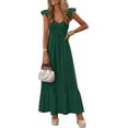 thumbnail image 3 of PRETTYGARDEN Women's Summer Casual Maxi Dresses Cap Sleeve V Neck Smocked Long Pockets Party Sundress Vacation Outfits, 3 of 8