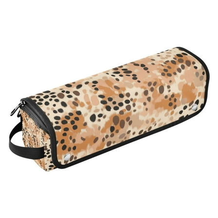 Hair Tools Travel Bag with Removable Heat Resistant Mat for Straighteners, Curling Iron and Haircare Accessories Earthy Brown Leopard Print