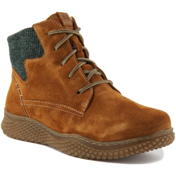 Josef Seibel Amelie 09 Women's Lace Up Leather Casual Ankle Boot In Camel Size 5
