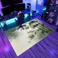 Bamboo Forest Area Rugs, Green Zen Bamboo Forest Smoke Carpet, Washable ...