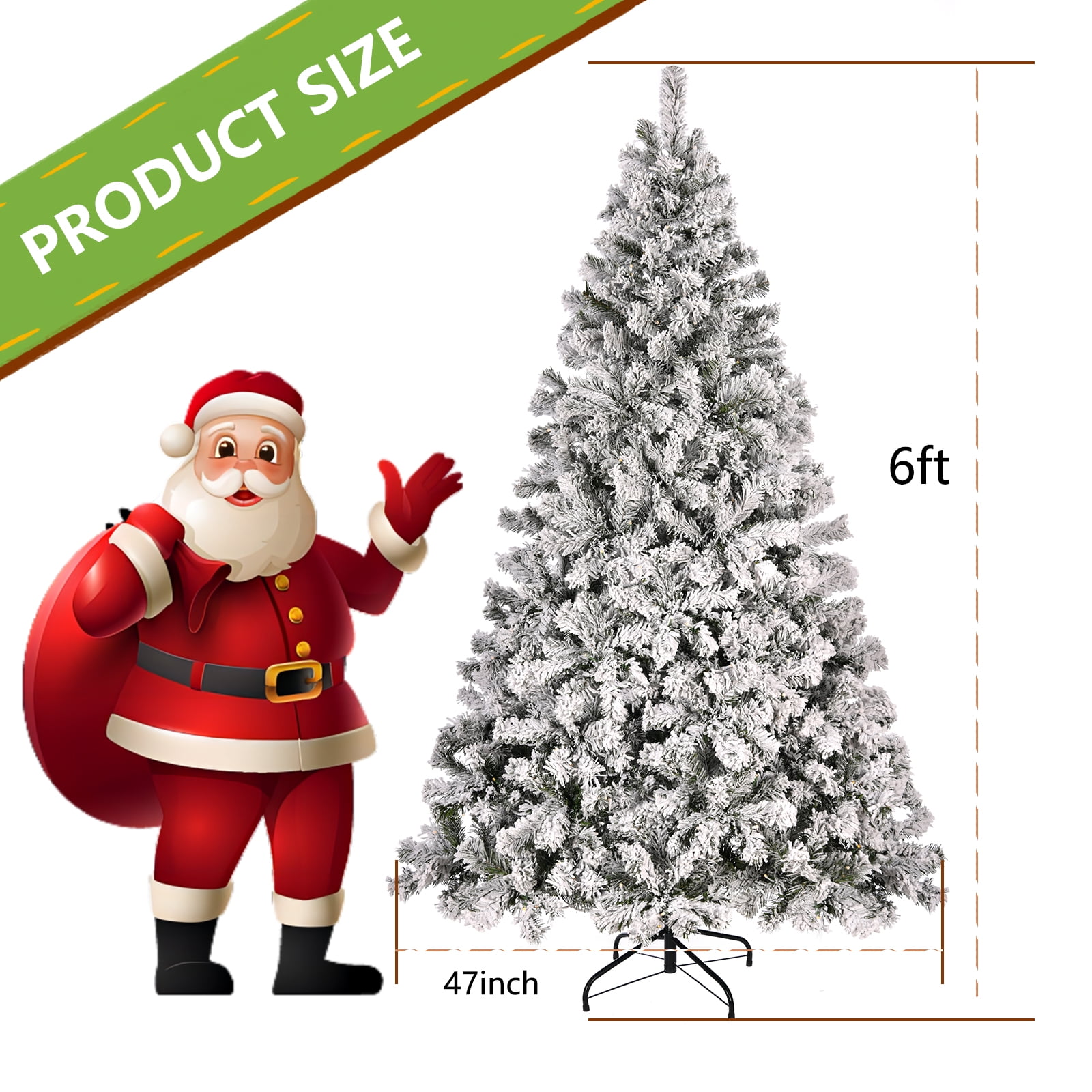 TBKLEY 6ft Prelit Premium Artificial Hinged Christmas Tree with 250 Warm Lights and 1000 Branch Tips