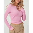 thumbnail image 7 of Lamuusaa Womenacute;s Spring Autumn Knit T-shirt Long Sleeve Solid Color Button Up Ribbed Tops, 7 of 7