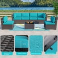 thumbnail image 3 of Gotland 7 Piece Outdoor Patio Furniture Sets, Outdoor Furniture Patio Sectional Sofa, All Weather Woven, 3 of 7