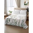thumbnail image 2 of Sage Green Trees Queen Size Flat Sheet, Wrinkleproof & Fadeproof Cooling Flat Bed Sheet Only, Green Eucalyptus Leaves Breathable Soft Bedding Top Sheets 90 x 102 Inches, 2 of 8