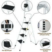 ZENY 4 Step Ladder Metal Frame Portable Folding Step Stool Anti-Slip Max 330lbs