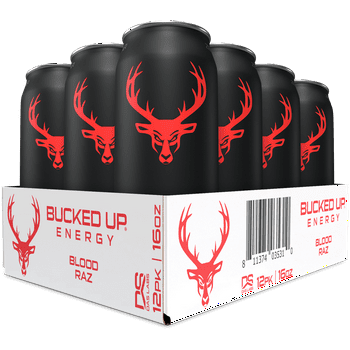 12-Pack Bucked Up Energy Drinks 16oz Cans (Blood Raz)