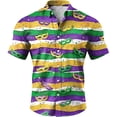 thumbnail image 3 of IWRICH Mardi Gras Shirts for Men Plus Size Short Sleeve Button down Shirt Casual Regular Fit Tops Holiday Vacation Outfits 17-Yellow XXL, 3 of 5