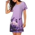 thumbnail image 2 of Disketp Lavender Roses Arrangement para Camisón Corto de Manga Corta para Mujeres, Camisón Cómodo con Escote Redondo, Bonito y Confortable, 2 of 6