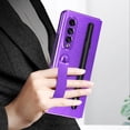 thumbnail image 7 of K-Lion for Samsung Galaxy Z Fold 3 7.6 Inch Hybrid Case, Luxury PU Leather Plating Mirror PC S Pen Holder Slot Hand Strap Stand Function Cover Shockproof Protective Folio Case, Purple, 7 of 7