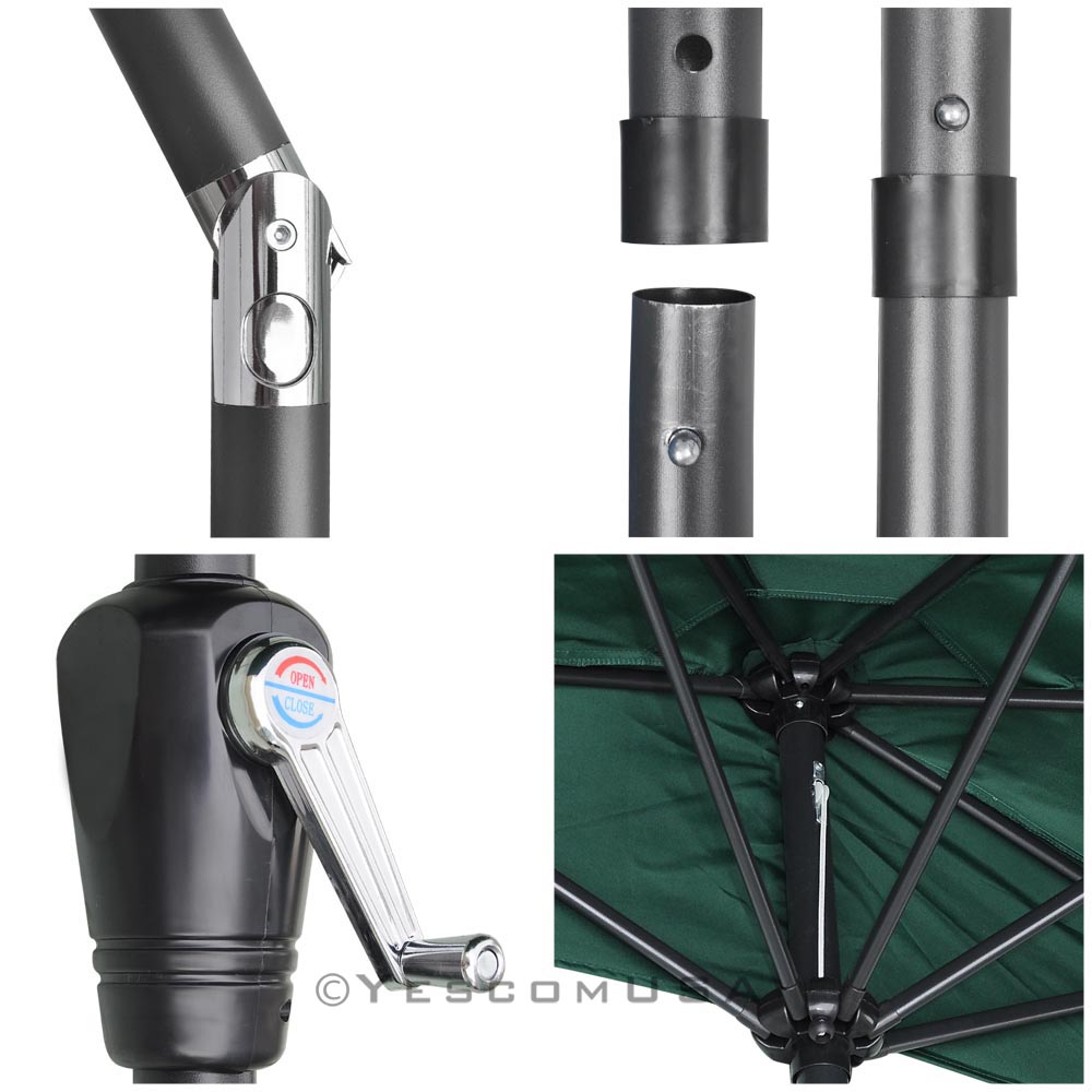 Yescom 10 Aluminum Half Patio Umbrella 5 Ribs With Tilt Crank Wall Balcony Outdoor Garden Green Walmart Com Walmart Com