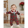 thumbnail image 6 of BemeyourBBs Baby Girl Christmas Jumpsuit Long Sleeve Doll Collar Plaid Romper, 6 of 9