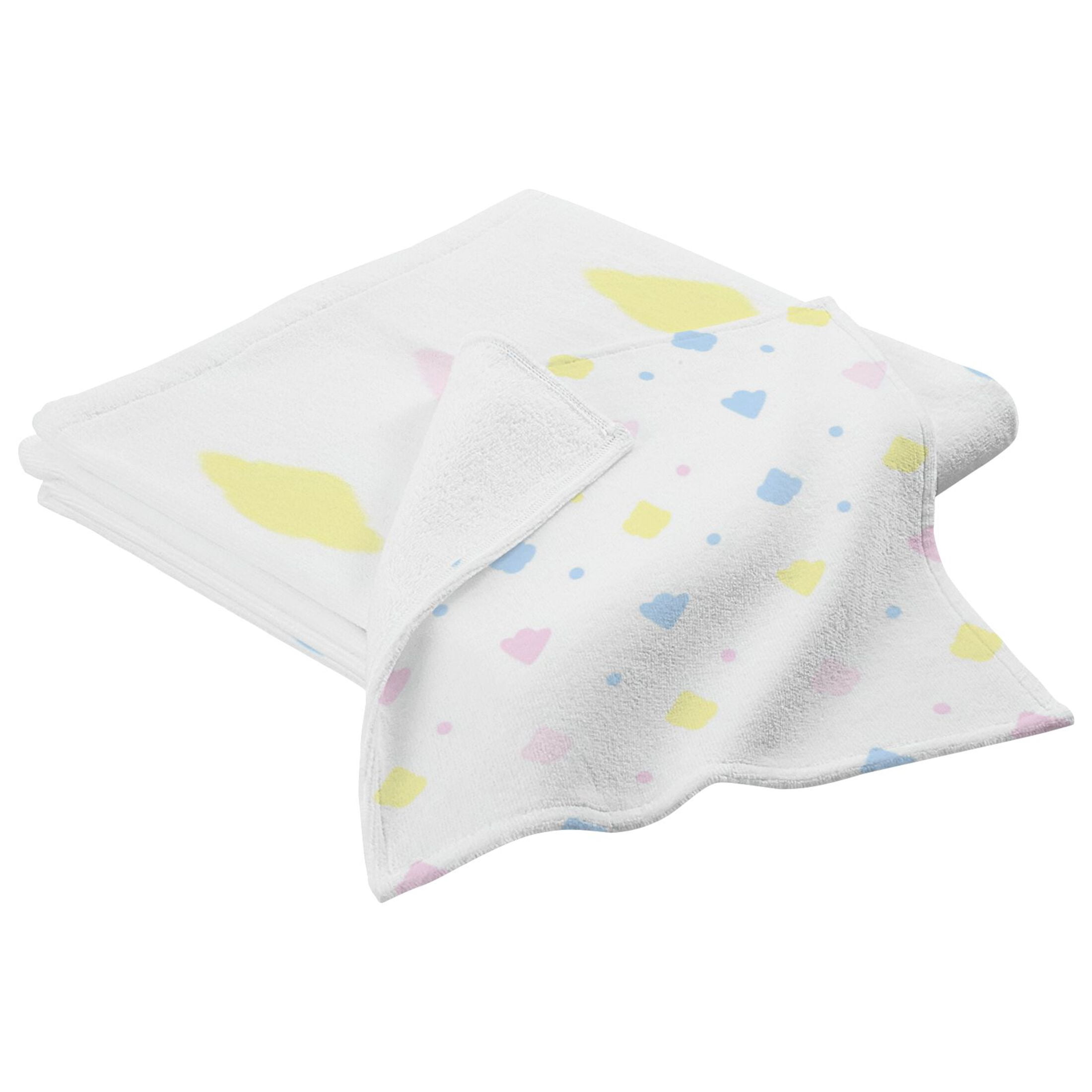Colorful Pastel Shapes Pattern 2 Piece Cotton Bath and Face Towel Set Soft and Absorbent, for Beach Pool Bathroom