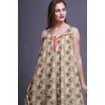 thumbnail image 4 of Bimba Chemises de Nuit en Coton Imprimé Pêche Foncée Feuilles Florales et Roses pour Femmes Robe Sans Manches Tenue de Nuit Robe Maxi Très Grande, 4 of 6