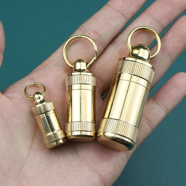 Mini botella de latón para medicinas, impermeable, portátil, a prueba de agua, para guardar pastillas, para viajes al aire libre, sellada, a prueba de humedad, caja de primeros auxilios
