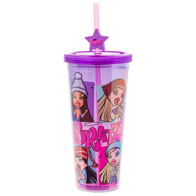 Muñecas Cold Cup Silver Buffalo Bratz de 700 ml con tapa y pajita