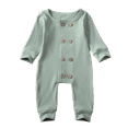 thumbnail image 4 of Baby Jumpsuit, Unisex Long-Sleeve Buttoned Playsuit Ribbed Onesie Bodysuit, Footless Baby Cotton Coverall One-piece Play Romper Outfit for Newborn Baby Boys Girls in Solid Color, 4 of 6