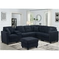 thumbnail image 2 of JERFIT 7-Seater Velvet Sectional Sofa Couch with Cup Holders, Dark Blue Fabric Upholstered Living Room Furniture, 2 of 9