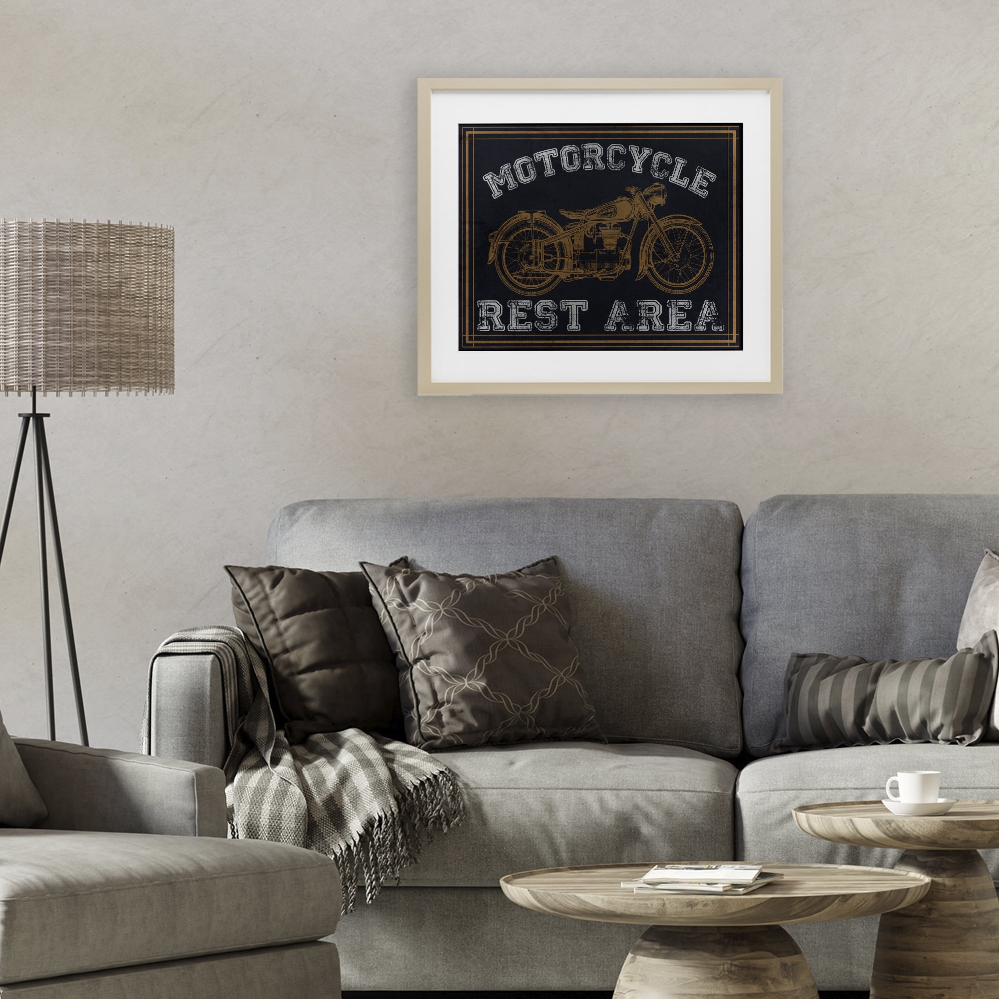 Stupell Industries Motorcycle Rest Area Birch Framed Print Under Glass, design by Marcus Prime