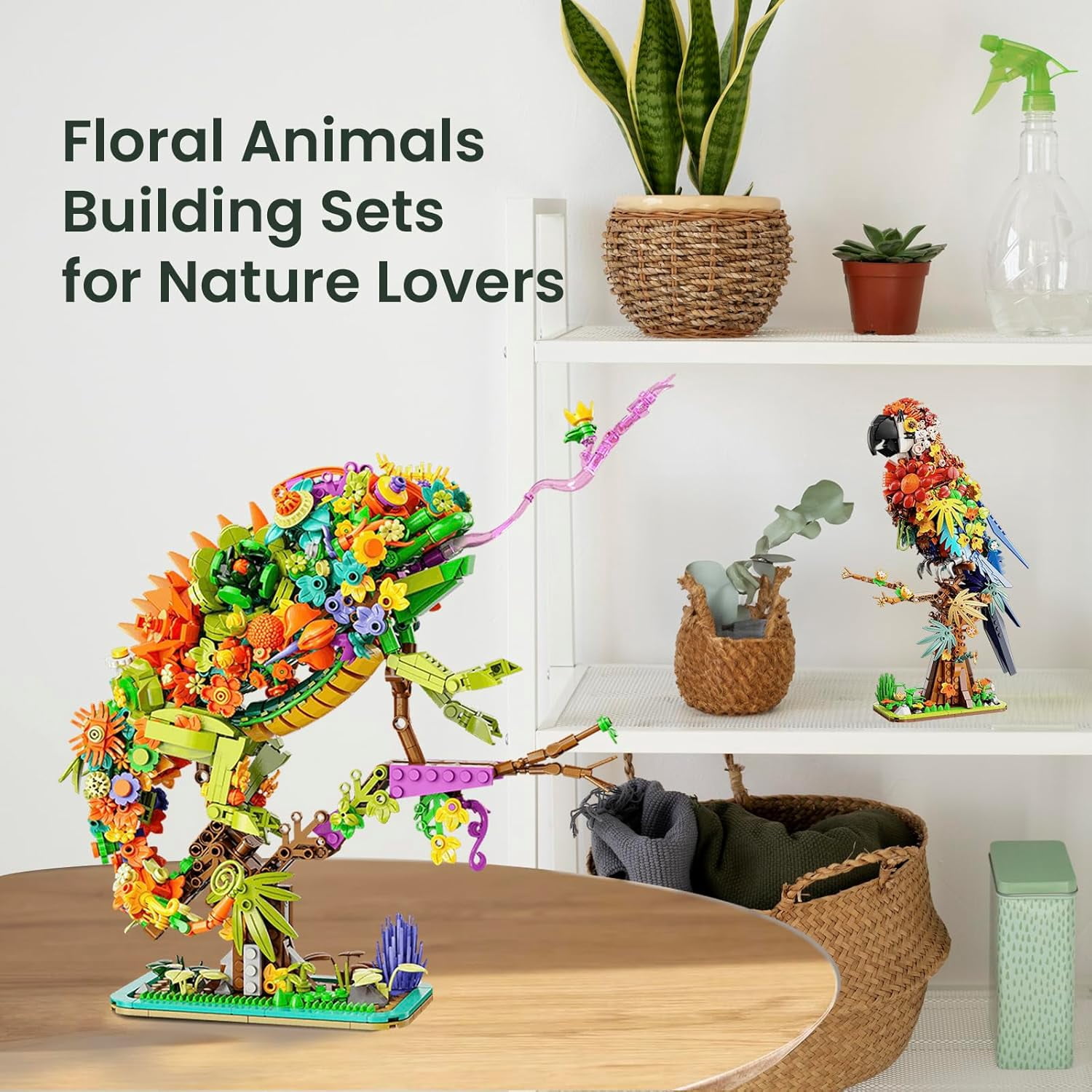 Animal Floral Building Set, Flowers & Animals Botanical Collectible Model Kit, Creator Chameleon Toys, Ideas Gifts for Adults, Women, Men, Teens Age 12+ (1232 Pieces)