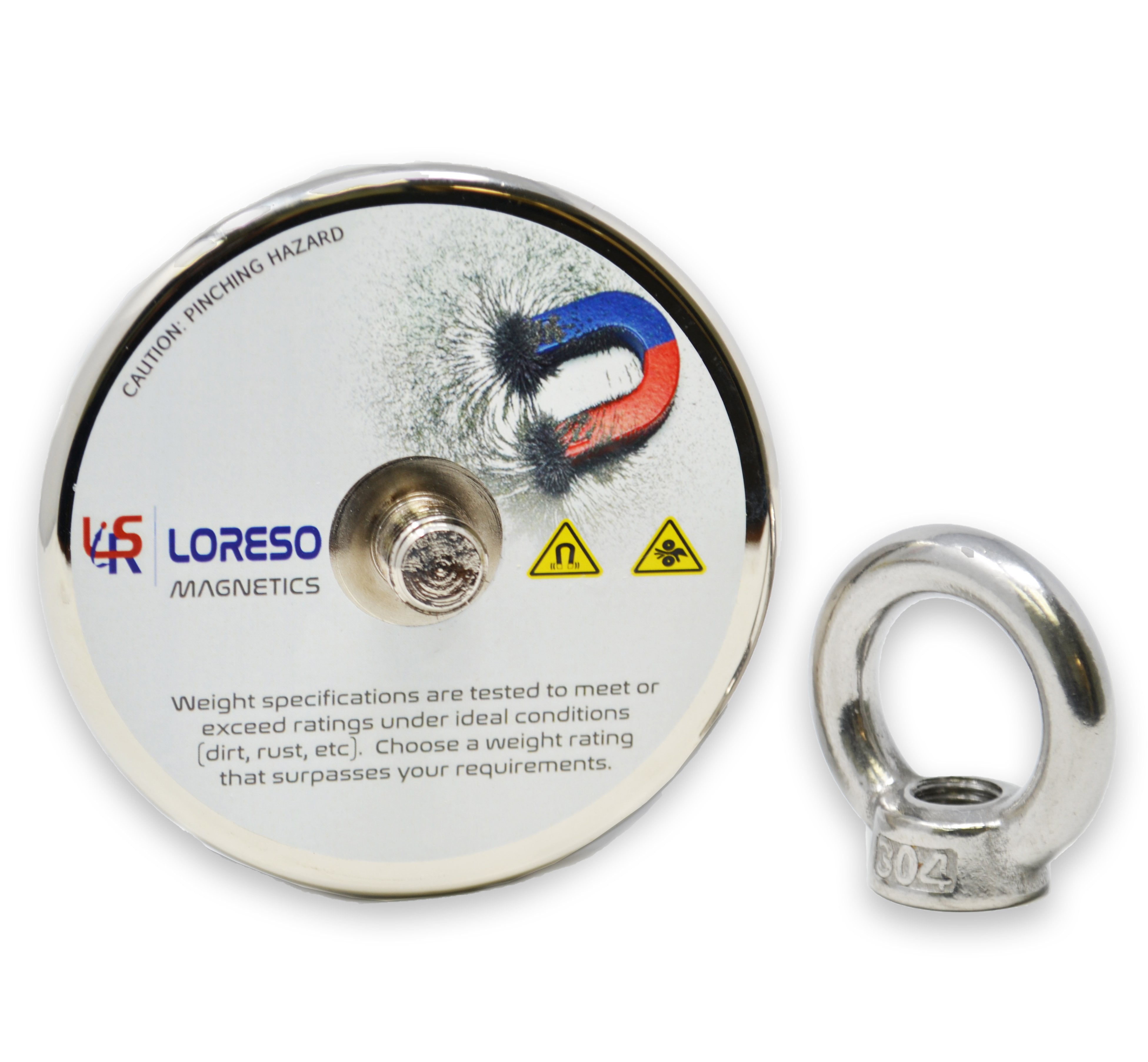 Loreso Fishing Magnet 550lb - Strong Neodymium Salvage Magnet with Eyebolt,  Powerful Rare Earth Magnet for Magnet Fishing with a Magnetic Pulling Force  of 550 Pounds ( 250 KG ) 