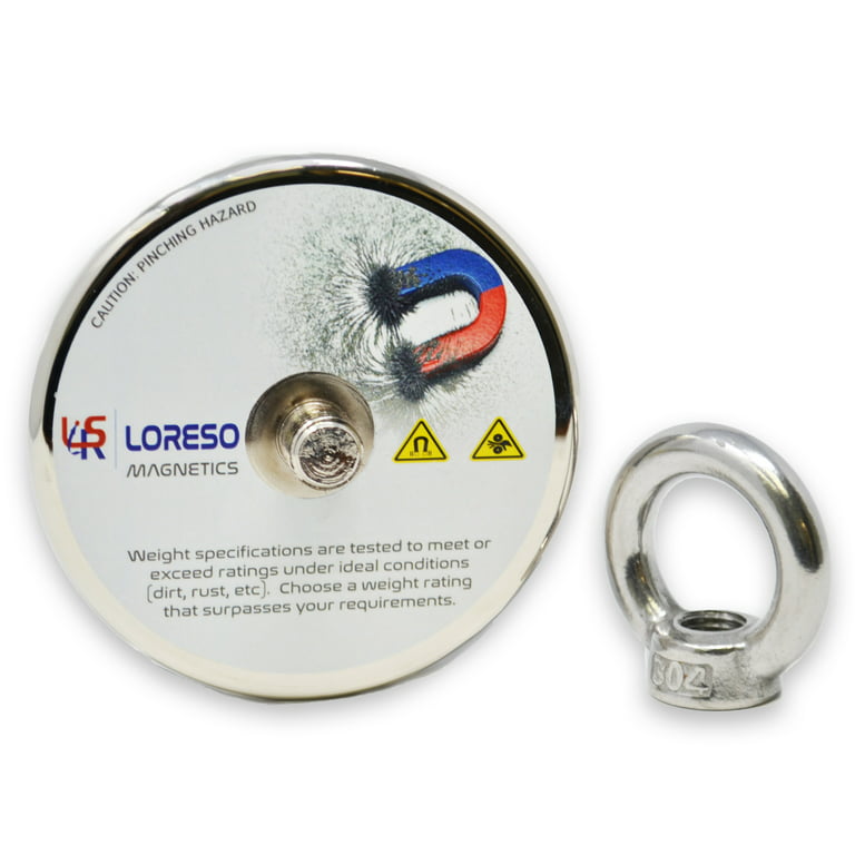 Loreso Fishing Magnet 550lb - Strong Neodymium Salvage Magnet with Eyebolt,  Powerful Rare Earth Magnet for Magnet Fishing with a Magnetic Pulling