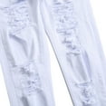thumbnail image 3 of Miluxas Mens Plus Size Pants Men's Autumn Denim Cotton Straight Ripped Hole Trousers Jeans Pants Full Length Pants White 10(XXL), 3 of 9