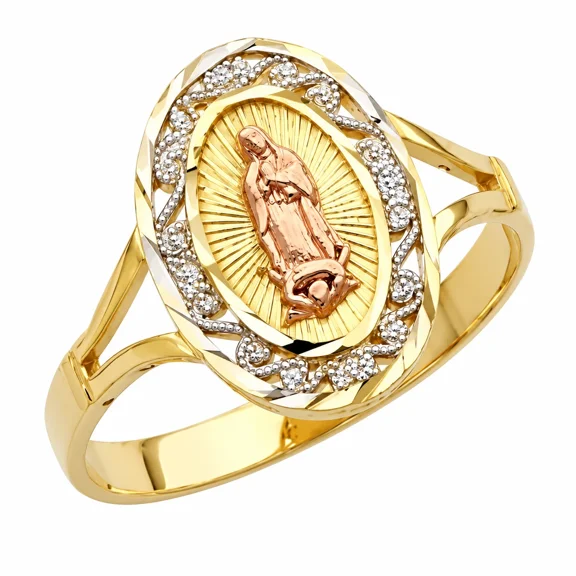 10k Yellow Tri-Tone Gold Our Lady of Guadalupe Ring (Size 4)