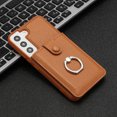 thumbnail image 6 of Compatible with Samsung Galaxy S21 Wallet Phone Case,360°Rotation Finger Ring Holder Kickstand,with Card Holder,Lychee Pattern PU Leather Durable Shockproof Rugged Phone Case,Brown, 6 of 12