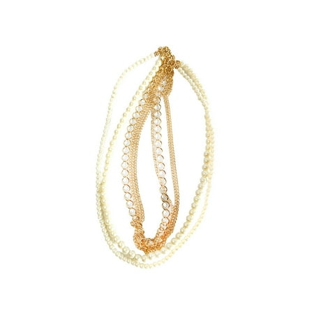 Novadab Tri Layered Pearl & Golden String Necklace