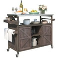 thumbnail image 6 of Ecarpat Outdoor Kitchen Island, Bar Storage Cabinet Cart with Steel Top and Spice Towel Rack, Counter Table for Kitchen & BBQ, 6 of 7