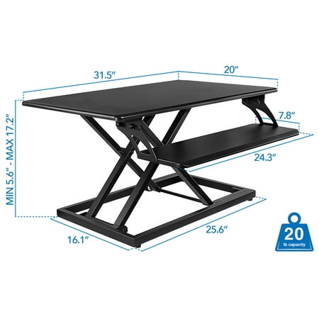 Mount It Height Adjustable Tabletop Standing Desk With Keyboard